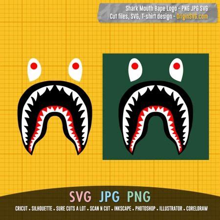 Shark Mouth Logo Bape SVG Cut File – Origin SVG Art