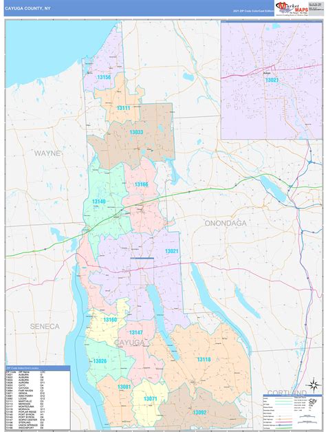 Cayuga County, NY Wall Map Color Cast Style by MarketMAPS - MapSales.com