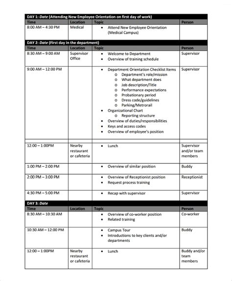 Employee Training Schedule Template In Ms Excel