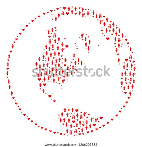 Collage Global Map World Formed Red Stock Vector (Royalty Free ...