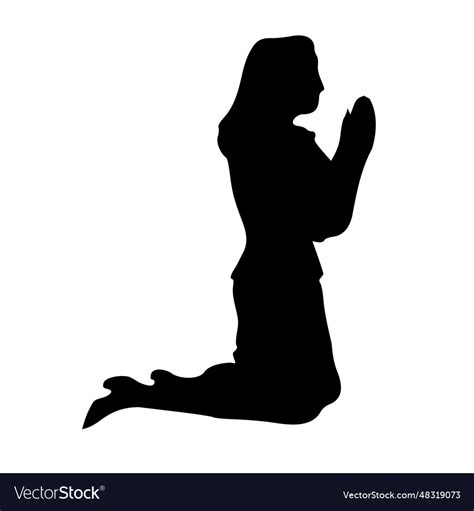 Silhouette woman kneeling praying image Royalty Free Vector