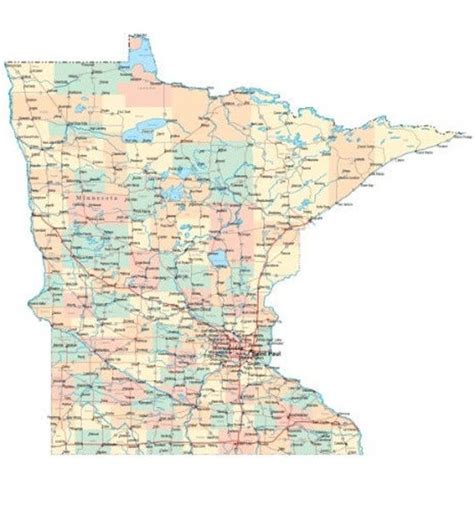 MINNESOTA STATE ROAD Map Glossy Poster Picture Photo City - Etsy | Minnesota state, Poster ...