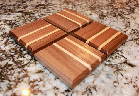 Wood Coaster, Set of 4 in 2020 | Wood coasters, Solid walnut, Wood