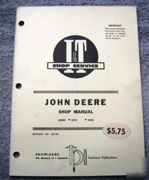 John deere 2510 2520 tractor i&t shop service manual jd