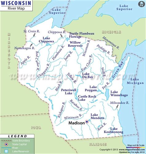 Wisconsin Rivers Map, Rivers in Wisconsin