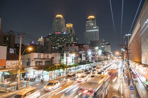 Traffic in Bangkok by Night Editorial Stock Image - Image of capital ...