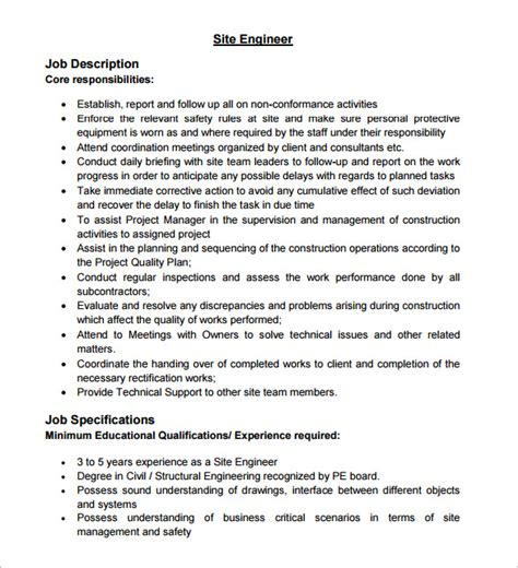 Civil Engineer Job Description Template - 9+ Free Word, PDF Format Download! | Free & Premium ...