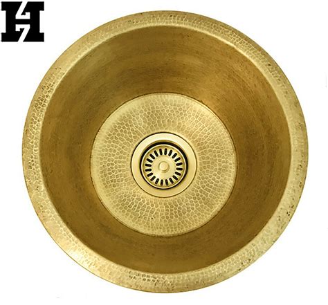 Santa Clara Brass Sinks 14 x 14 Round Brass Bar sink 2" drain opening RBV14 - Everything Else