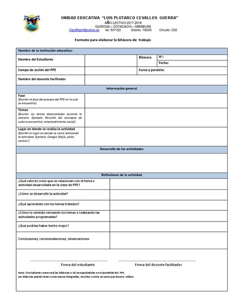 Elaborar La Bitácora de Trabajo