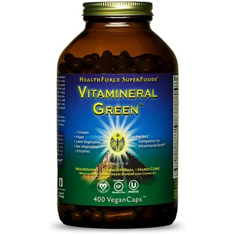 HealthForce SuperFoods Vitamineral Green - 400 Vegan Capsules - All Natural Green Superfood ...