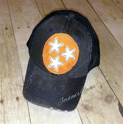 Tennessee Tristar Embroidered Raggy Patch Distressed Black and Navy ...