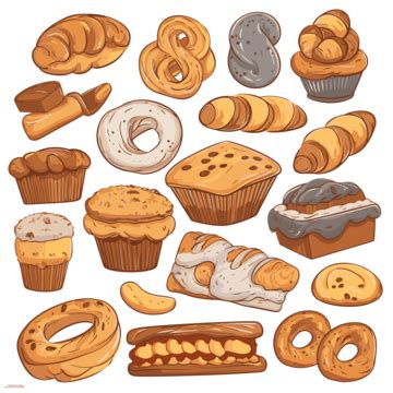 Bakery Clipart Various Bakery Items Cartoon Vector, Bakery, Clipart ...