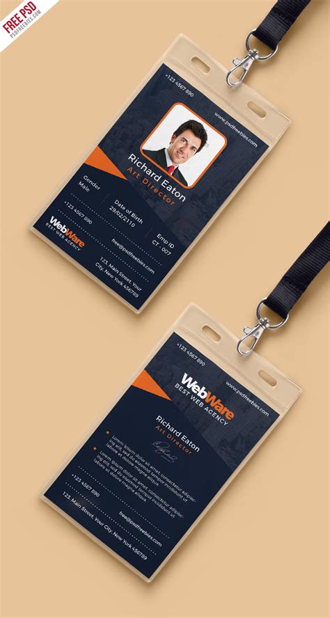 Vertical Company Identity Card Template PSD | PSDFreebies.com