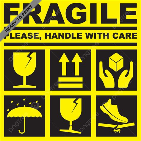 Handle With Care Vector Art PNG, Fragile Please Handle With Care Black Yellow Color, Symbol ...