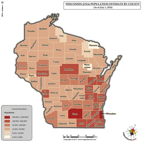 Wisconsin Population Map - Answers