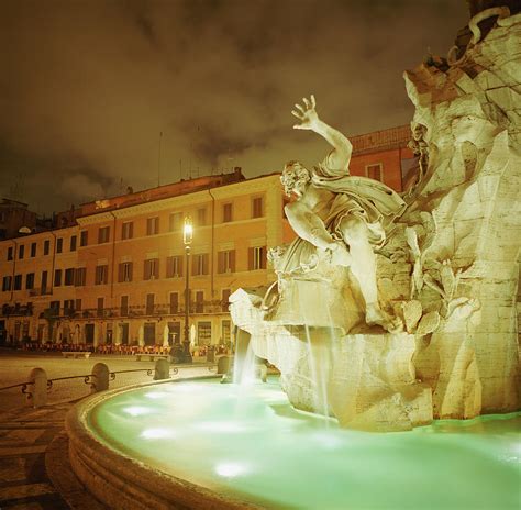 Italy, Rome, Piazza Navona At Night Photograph by Silvia Otte - Fine ...