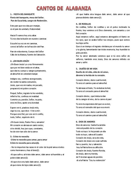 Cantos de Alabanza | PDF | eucaristía | María, madre de Jesús