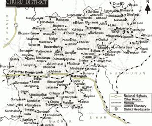 Churu District Map - View Churu District Road Map of Churu District