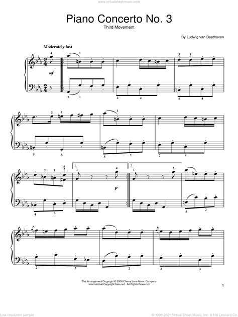 Beethoven - Piano Concerto No. 3, 3rd Movement sheet music for piano solo