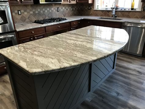 Project Profile : River White Granite Kitchen Countertops and Island in ...