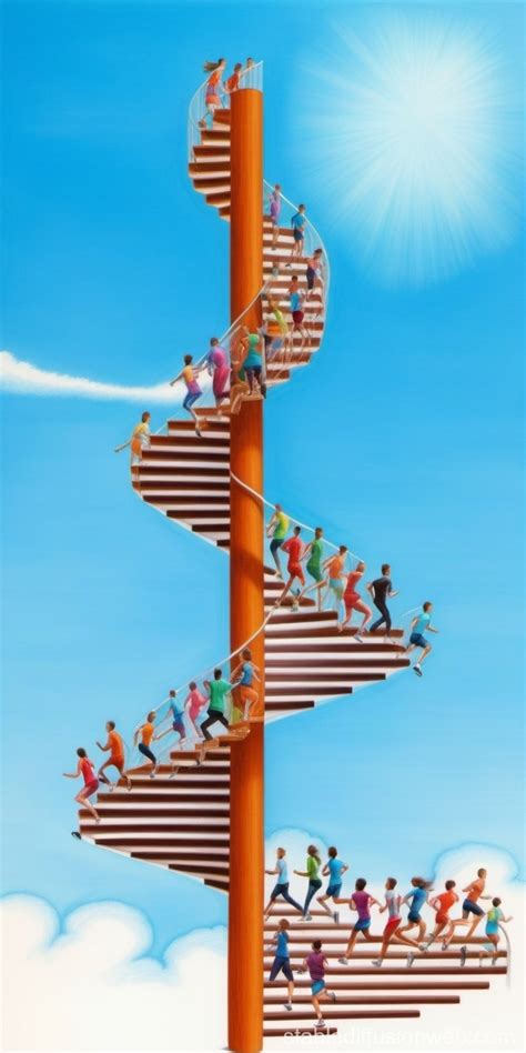 Running Crowd on Sky-Backed Spiral Staircase | Stable Diffusion Online