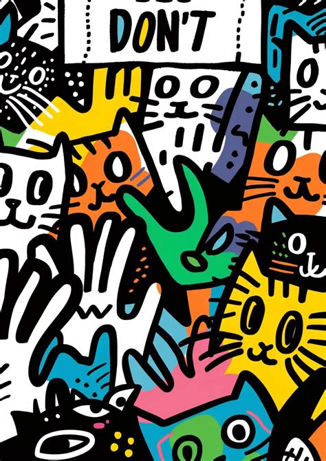 Midjourney Prompt: Keith Haring Cats Factory - Prompt Library