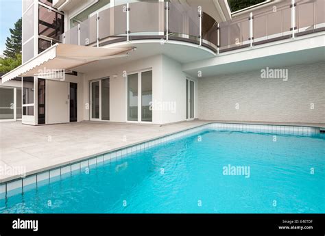 beautiful new apartment building with pool, view outdoor Stock Photo - Alamy