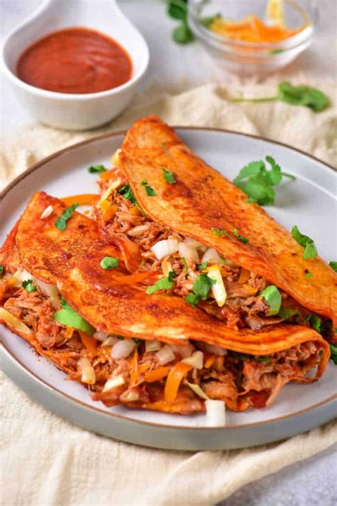 Chicken Birria Quesadillas - Chicken Quesadillas with Birria Sauce