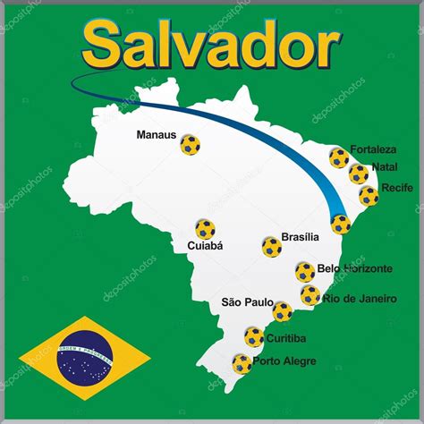 Salvador - Brazil map soccer ball — Stock Vector © dicogm #39987331