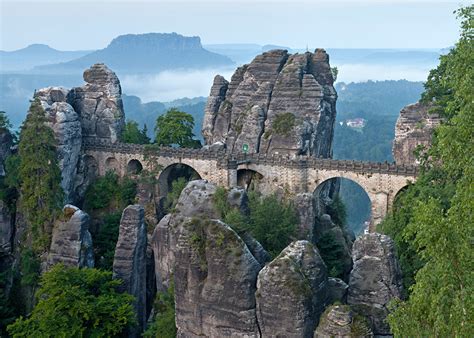 Fonds d'ecran Allemagne Ponts Basta bridge, gorge Marterella, Saxon Switzerland Falaise Nature ...