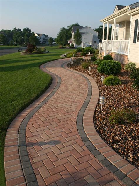 Garden design, Walkway landscaping, Brick walkway