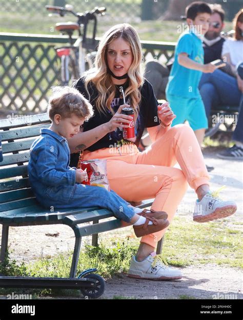 Milan, Italy. 31st Mar, 2021. Chiara Ferragni at the Sempione park with ...