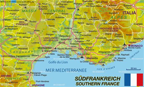 Map of Southern France (Region in France) | Welt-Atlas.de