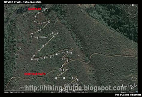 Our Hiking Guide: Devils Peak from Google Earth via my Garmin GPS