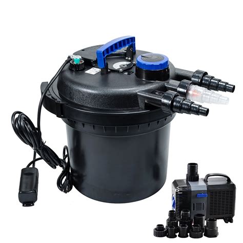 iMeshbean Combo Kit 5000 Gal Pressure Filter 18-UV Sterilizer Koi Fish 2100 GPH Pond Pump ...