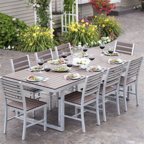 Kinzie 9 Piece Dining Set | Outdoor dining set, Outdoor dining table ...