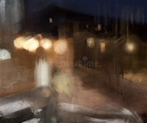 Night City. Modern Painting Stock Photo - Image of blur, landscape: 212053968