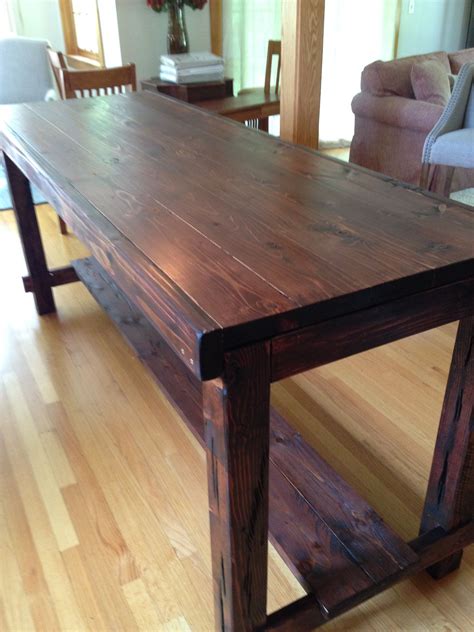 Counter Height Farm Table in custom Red Mahogany, aged and distressed ...