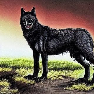 A series of wildlife sketches of the giant wolf from Skinwalker Ranch based on eyewitness ...