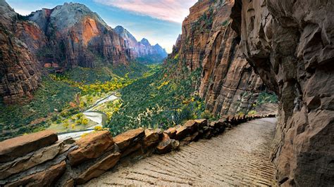 Angels Landing Rock Formation In Utah United States Zion National Park ...