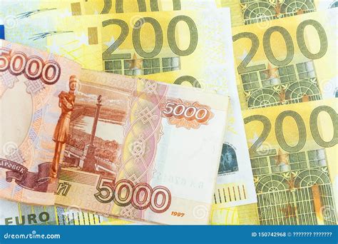 Euro,ruble banknotes stock photo. Image of economy, dollar - 150742968