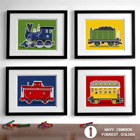 Train wall art transportation wall art prints boy's | Etsy