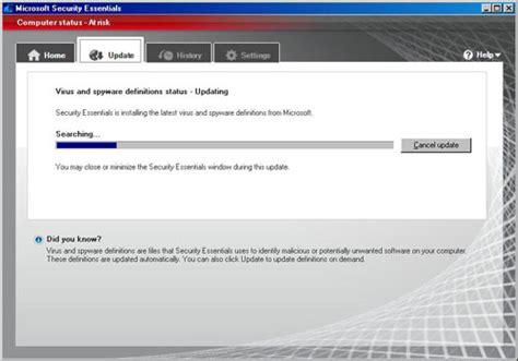 Update Virus Definition secara Offline pada Microsoft Security Essentials