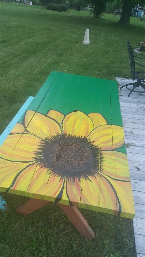 Painted picnic table | Painted patio table, Painted patio, Diy picnic table
