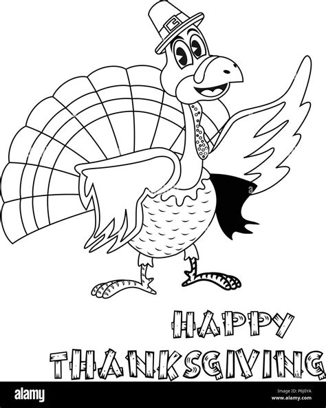 Cartoon Thanksgiving Turkey Coloring Page