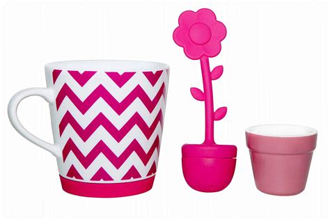 Tea Parties - Exceptional Tea Infuser 4 Pieces Set: Silicone Flower Infuser, Ceramic Flower Pot ...