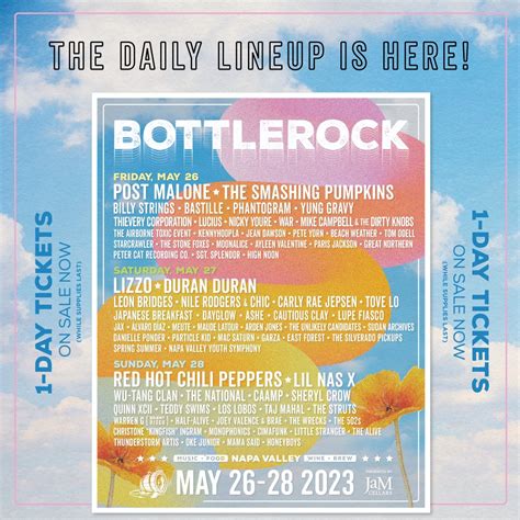 BottleRock Napa on Twitter: "Single day tickets are on sale NOW! 🎉 🎫 ...