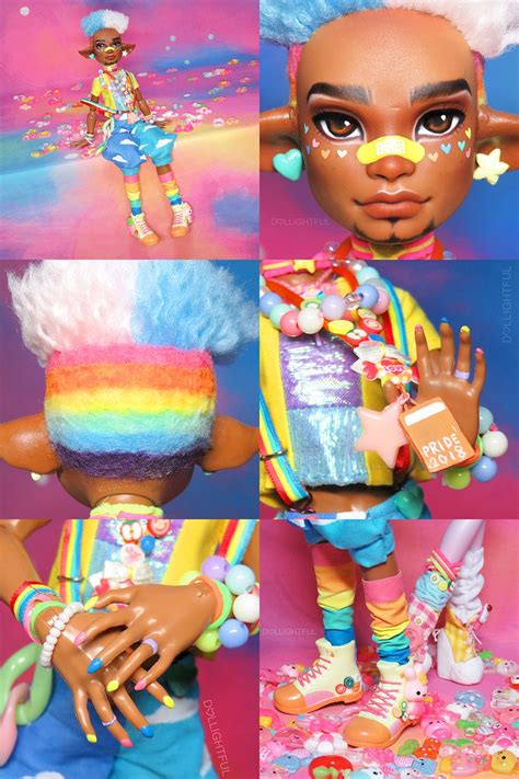 [detail shots] Juwon, PRIDE MONTH Harajuku Decora kei Japanese street fashion custom OOAK doll ...