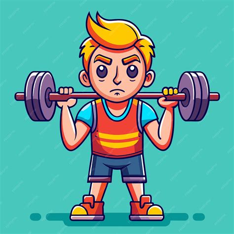 Premium Vector | Charming Cartoon of Man Striving for Fitness with Barbell