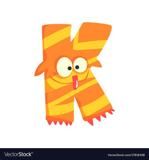 Cartoon character monster letter k Royalty Free Vector Image